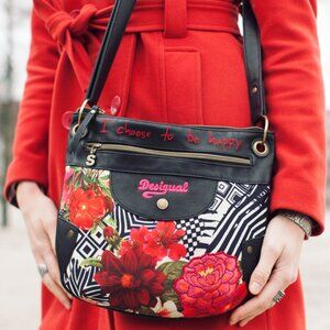 Desigual Brooklyn Tsukiflo Crossbody Bag Black Floral Print